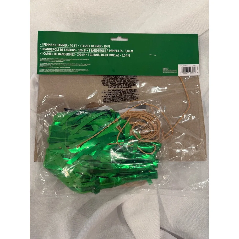 Amscan Football Party Banners 2pc Set 10ft Pennant and Green Tassel Decorations